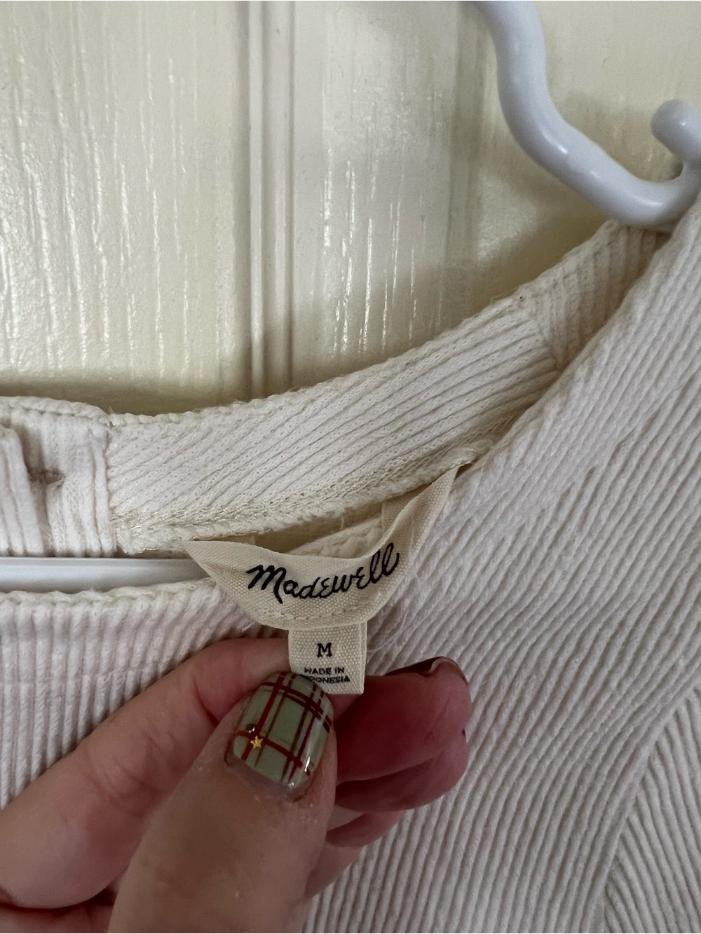 Madewell Ivory Ribbed Boxy Top Button Back Size M - Picture 2 of 9